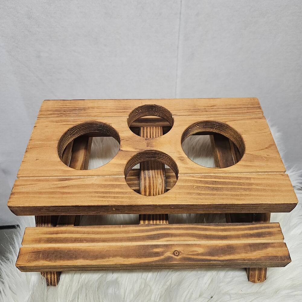 Handmade Wooden Picnic Table Condiment Holder Beer Caddy Rustic Bar Decor